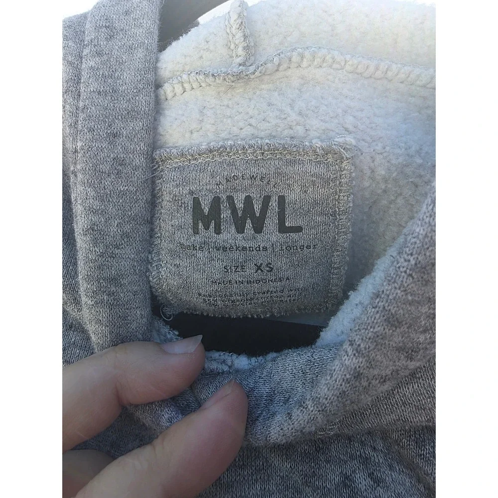 Madewell MWL Heather Grey Raglan Sleeve Pullover Hoodie Sweatshirt XS - Picture 5 of 6